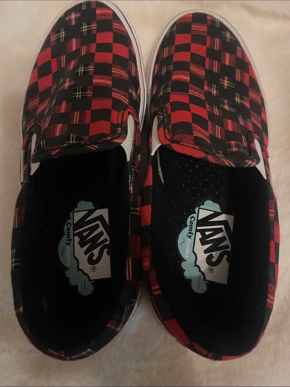 Vans ComfyCush Slip-On Plaid Checkerboard Red Black Men 5.5 / Women 7 - Picture 5 of 7